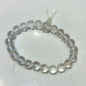 Clear quartz bead bracelet, transparent white